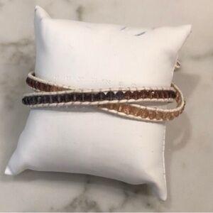 ⛱️🔥Boutique - Neutral Leather Beaded Wrap Bracelet - OS